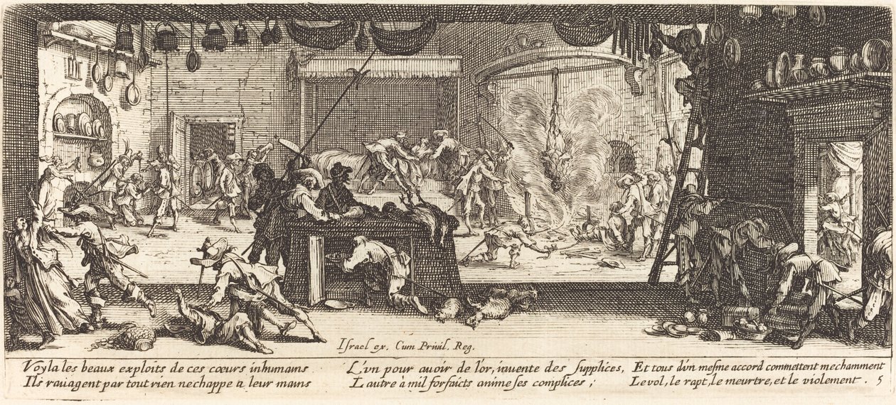 Plundering van een grote boerderij door Jacques Callot