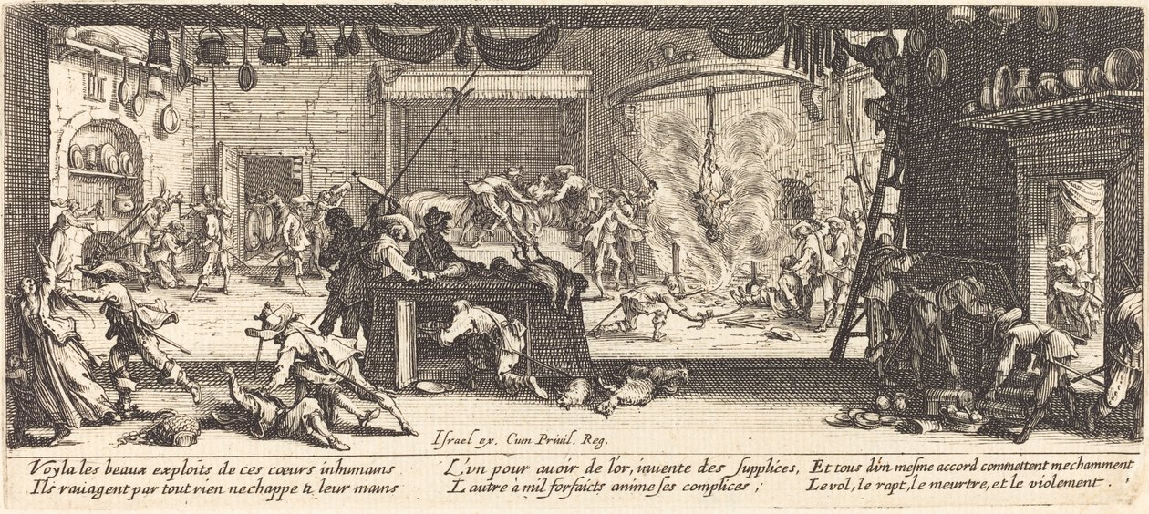 Plundering van een Grote Boerderij door Jacques Callot