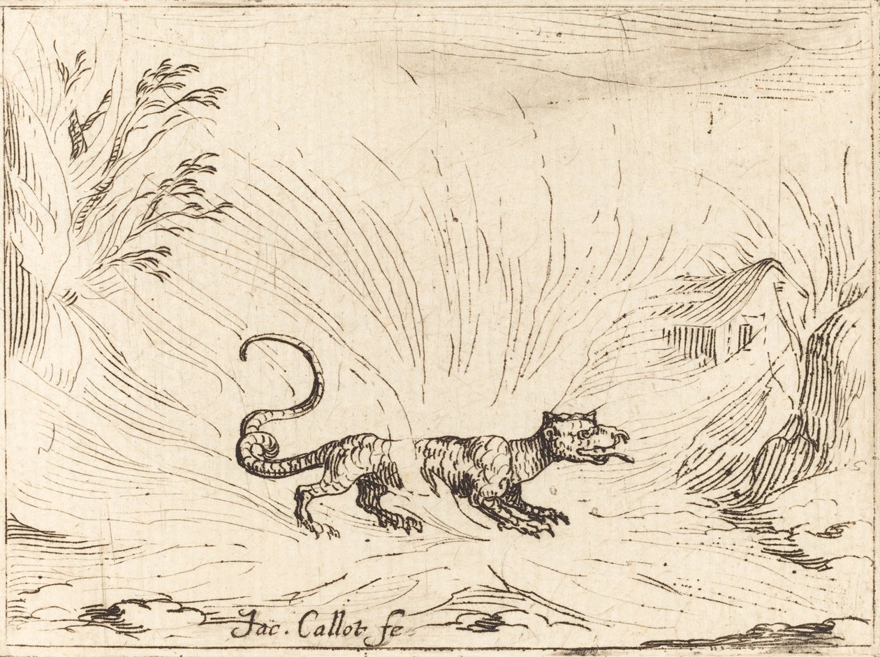 Salamander omringd door vlammen door Jacques Callot