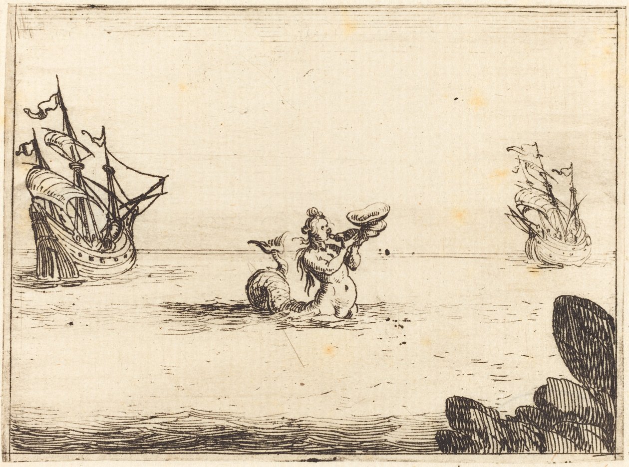 Sirene tussen Twee Schepen door Jacques Callot