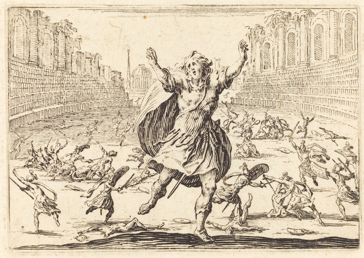 Schermutseling in een Romeins circus door Jacques Callot