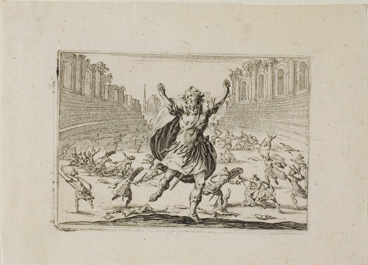 Schermutseling in het Circus, uit De Caprices door Jacques Callot