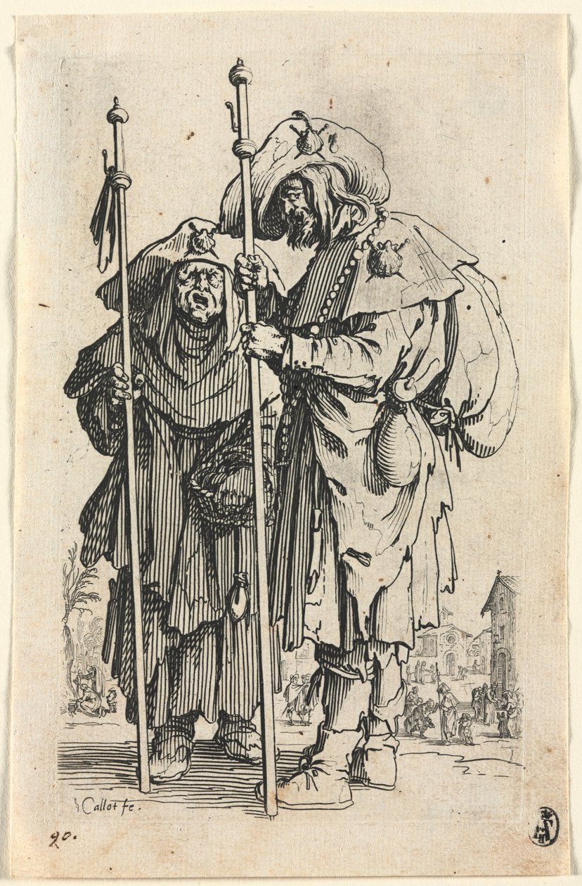 De bedelaars: De twee pelgrims door Jacques Callot