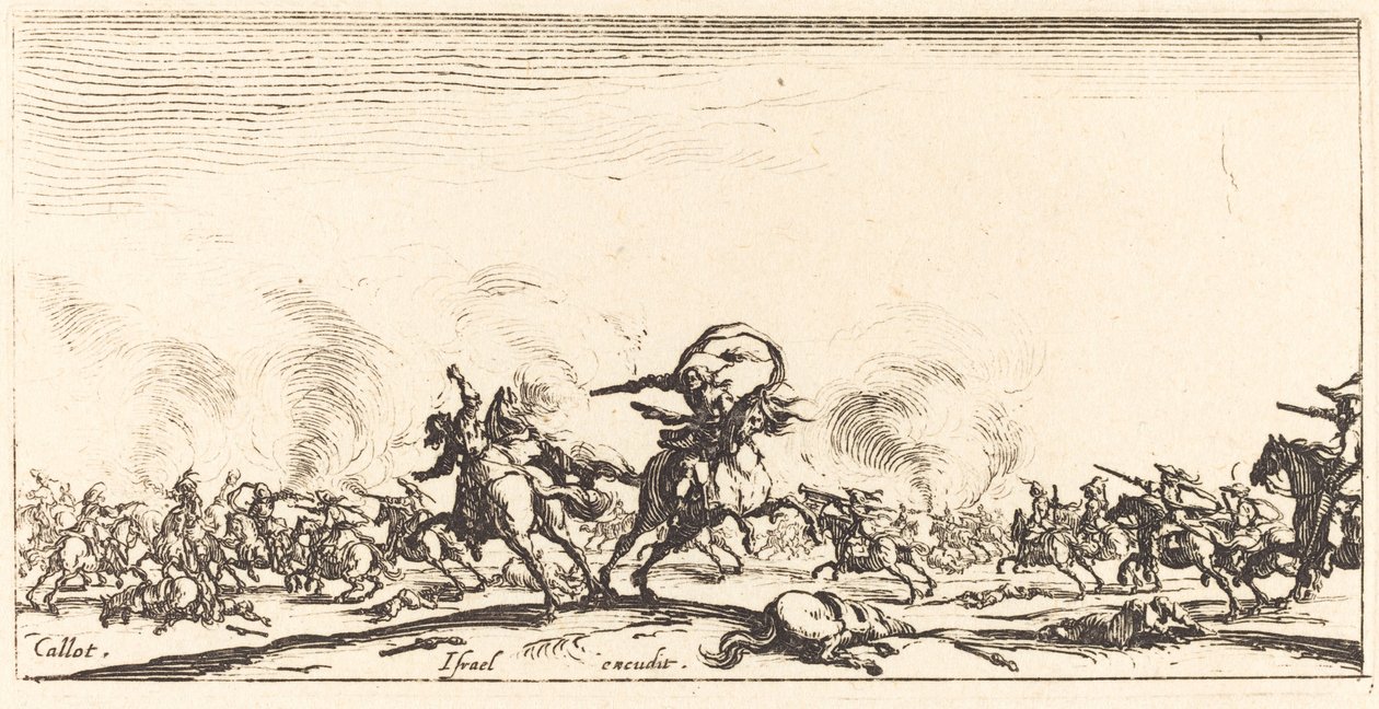 De Cavaleriegevecht met Pistolen door Jacques Callot