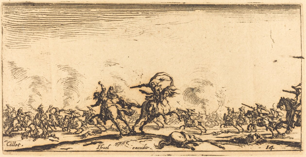De cavaleriegevecht met pistolen door Jacques Callot