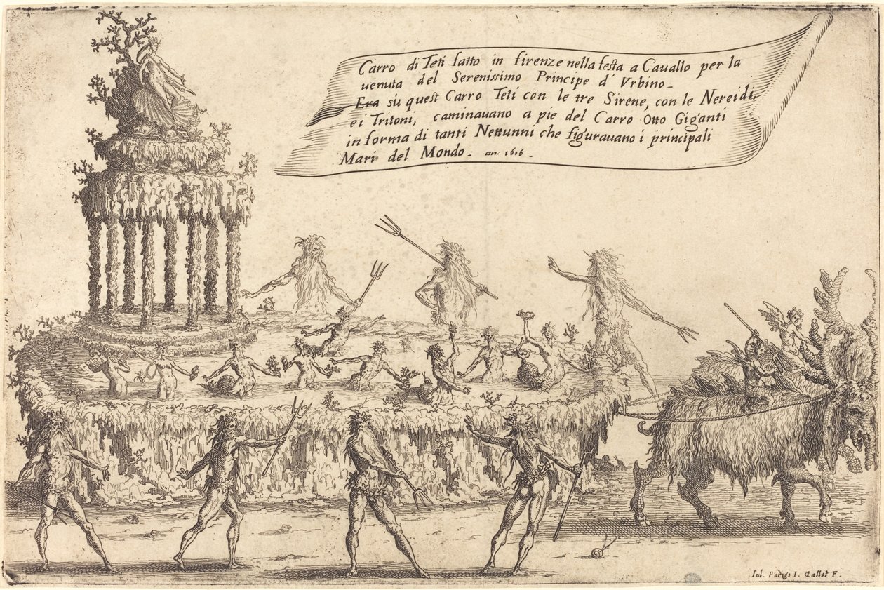 De drijvende Thetis door Jacques Callot