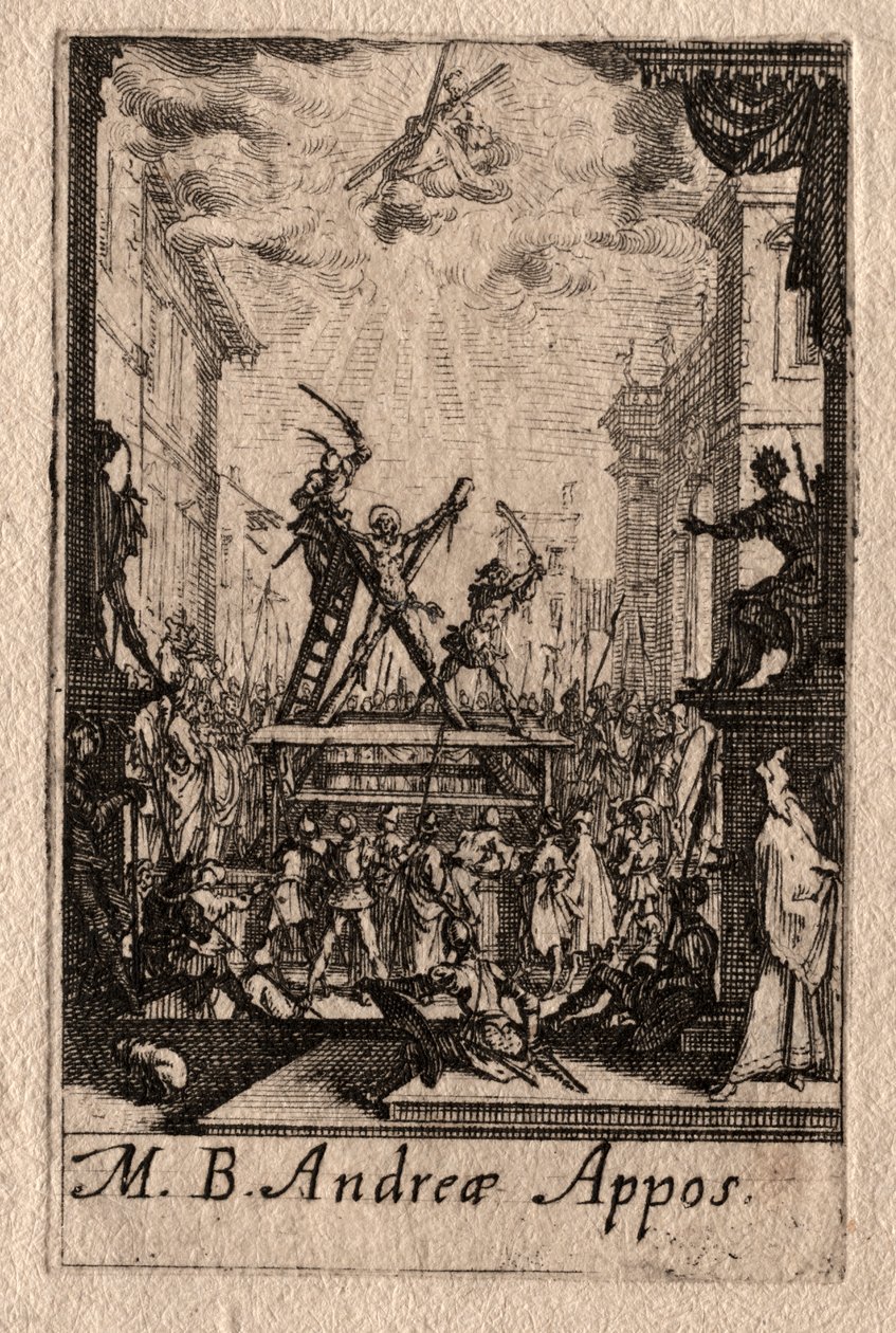 Het Martelaarschap van de Apostelen: St. Andreas door Jacques Callot