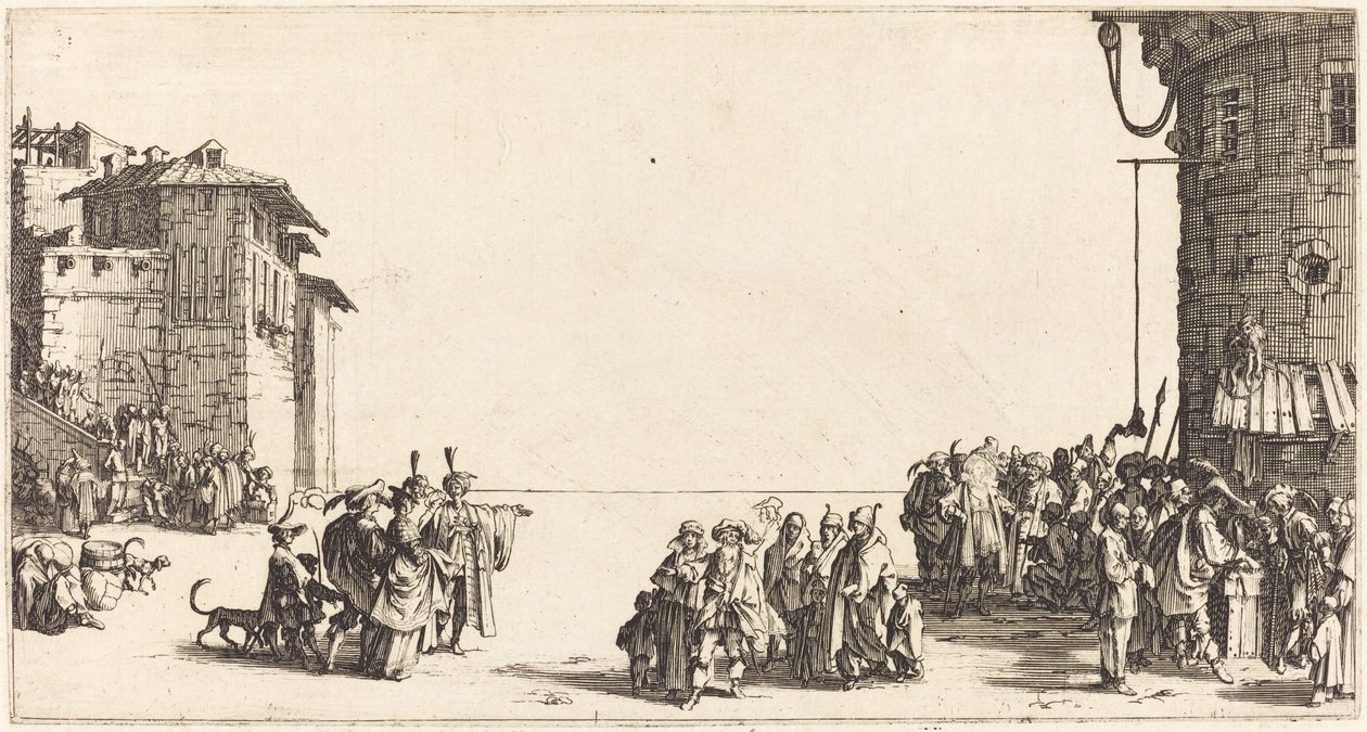 De slavenmarkt, 1620 door Jacques Callot