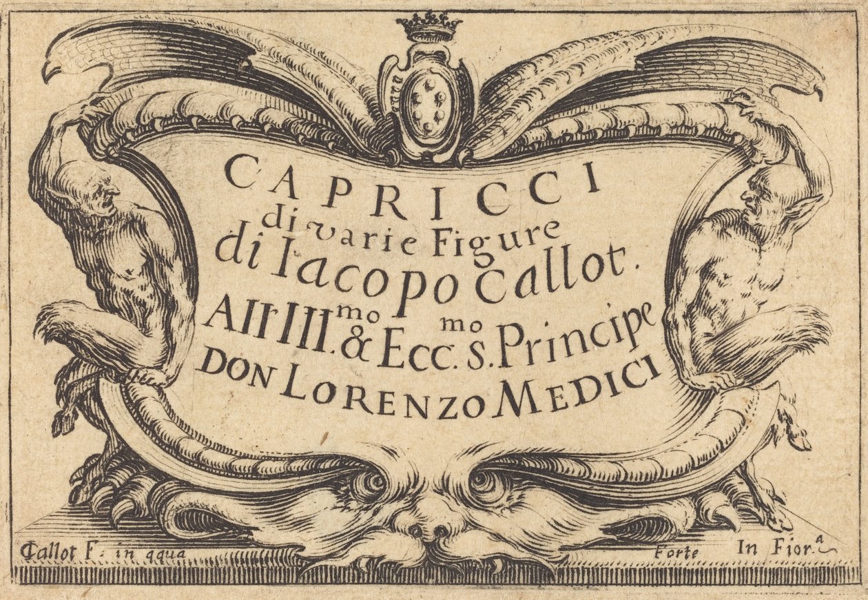 Titelpagina voor "The Capricci" door Jacques Callot