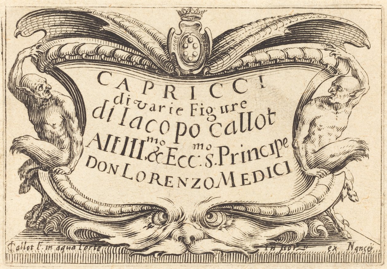 Titelpagina voor "The Capricci" door Jacques Callot