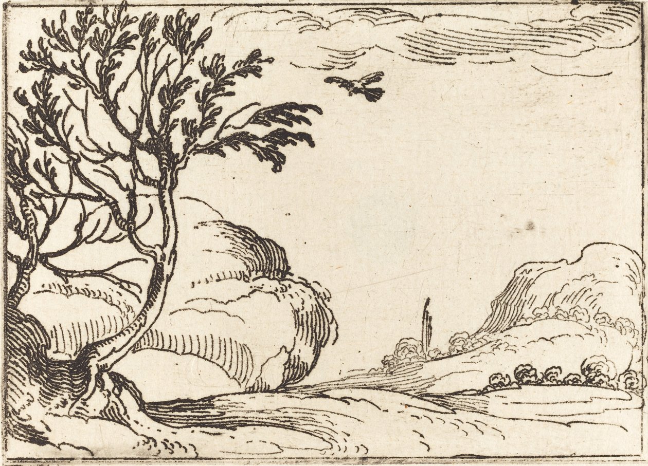 Tortelduif Vliegend in de Woestijn door Jacques Callot