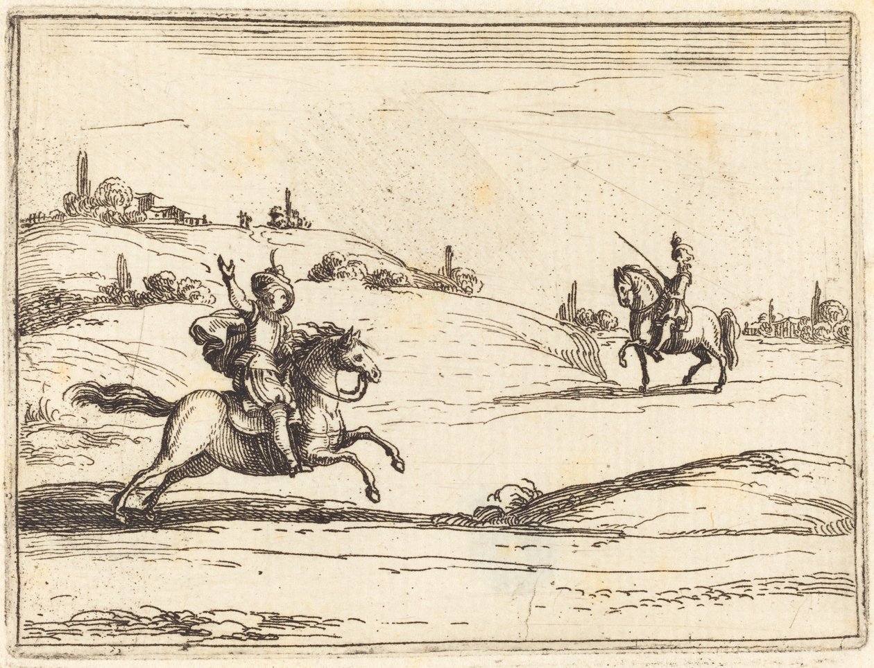 Twee ridders door Jacques Callot