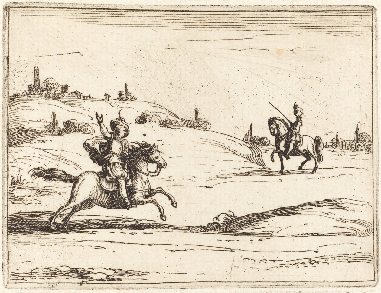 Twee ridders door Jacques Callot