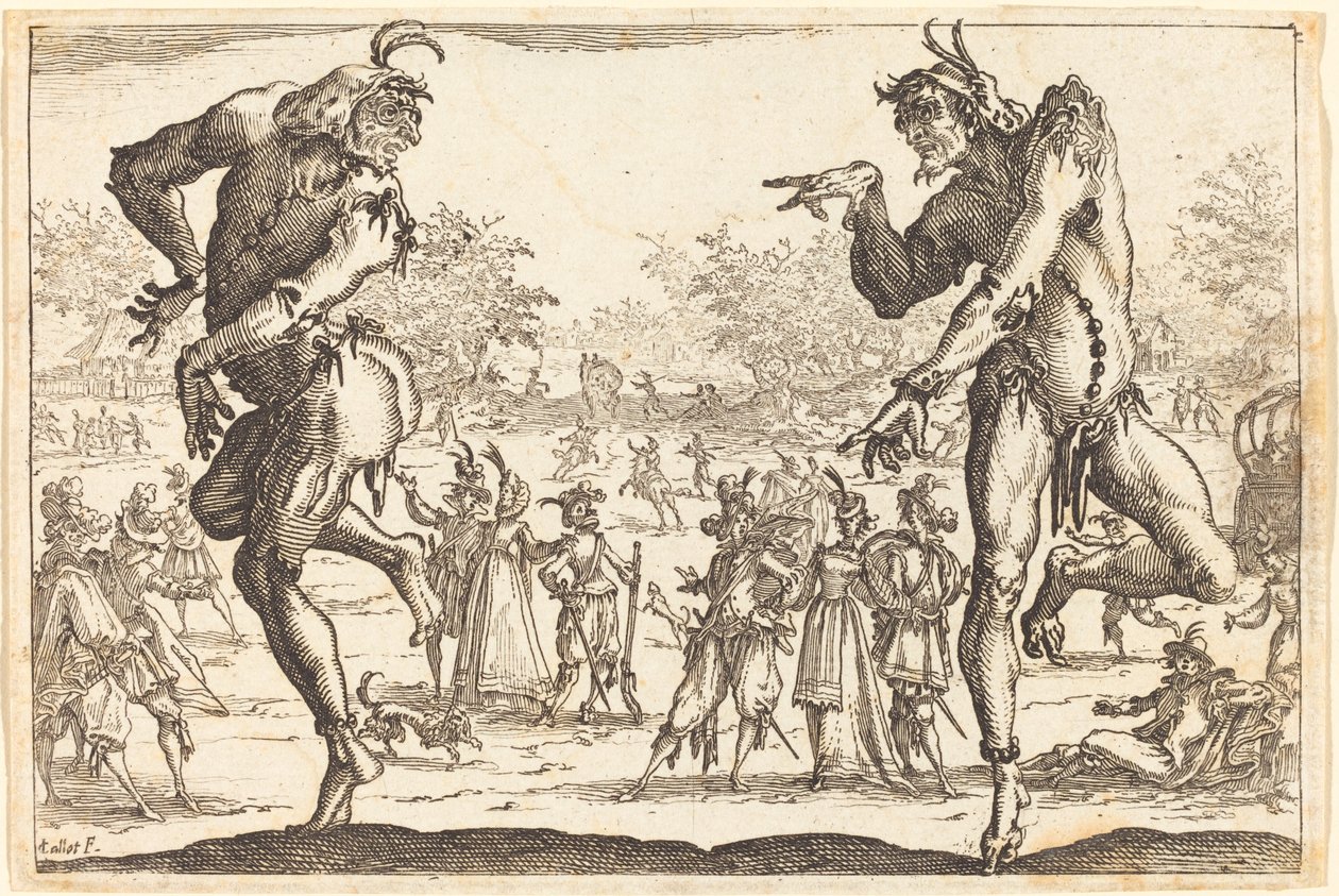 Twee Zanni door Jacques Callot
