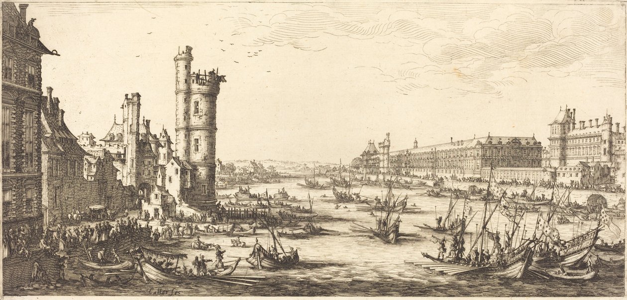 Uitzicht op het Louvre door Jacques Callot