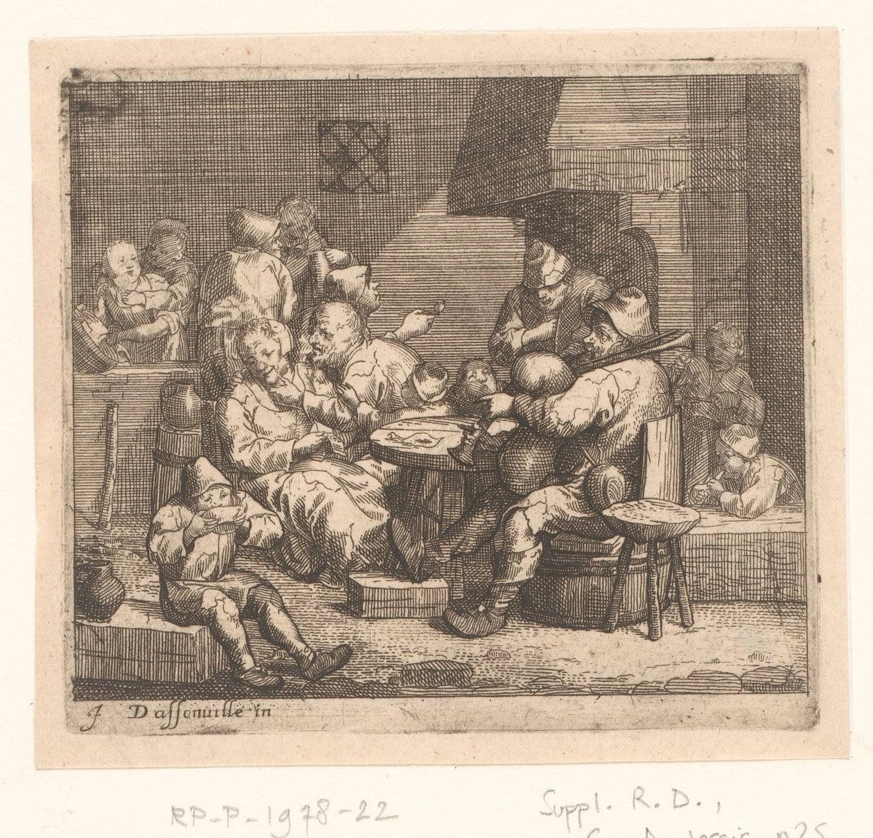 Scène in een herberg door Jacques Dassonville (attributed to)