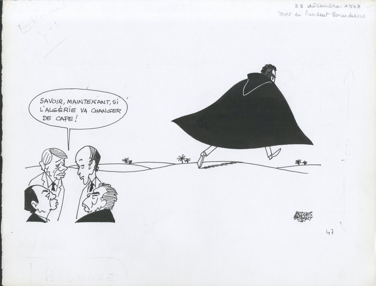 Le Figaro, satire in zwart-wit door Jacques Faizant