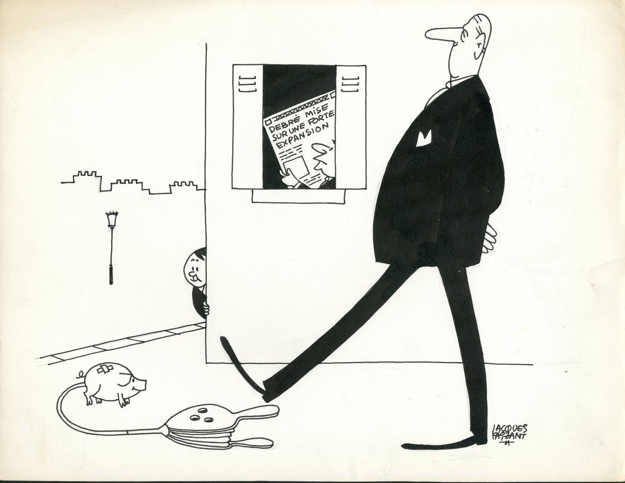 Paris-Presse, Satirisch in B  W door Jacques Faizant