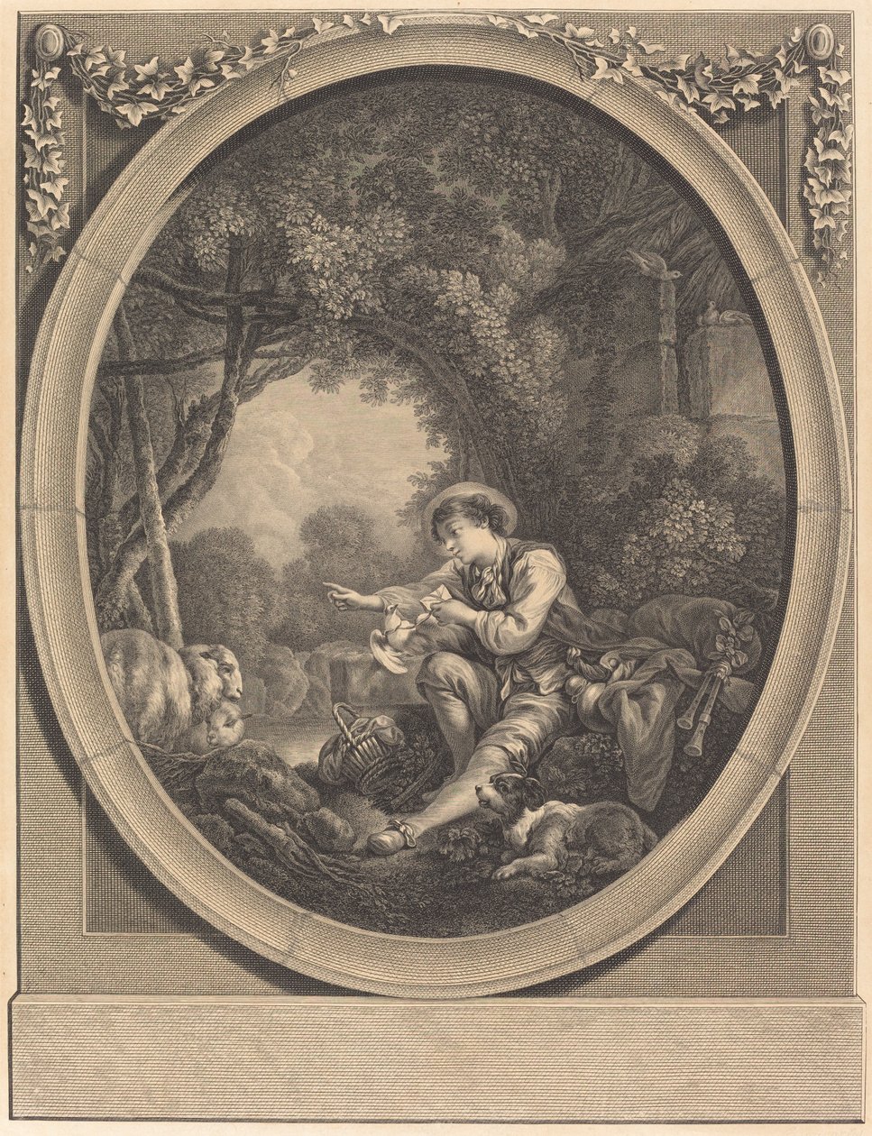 Het vertrek van de koerier door Jacques Firmin Beauvarlet after François Boucher