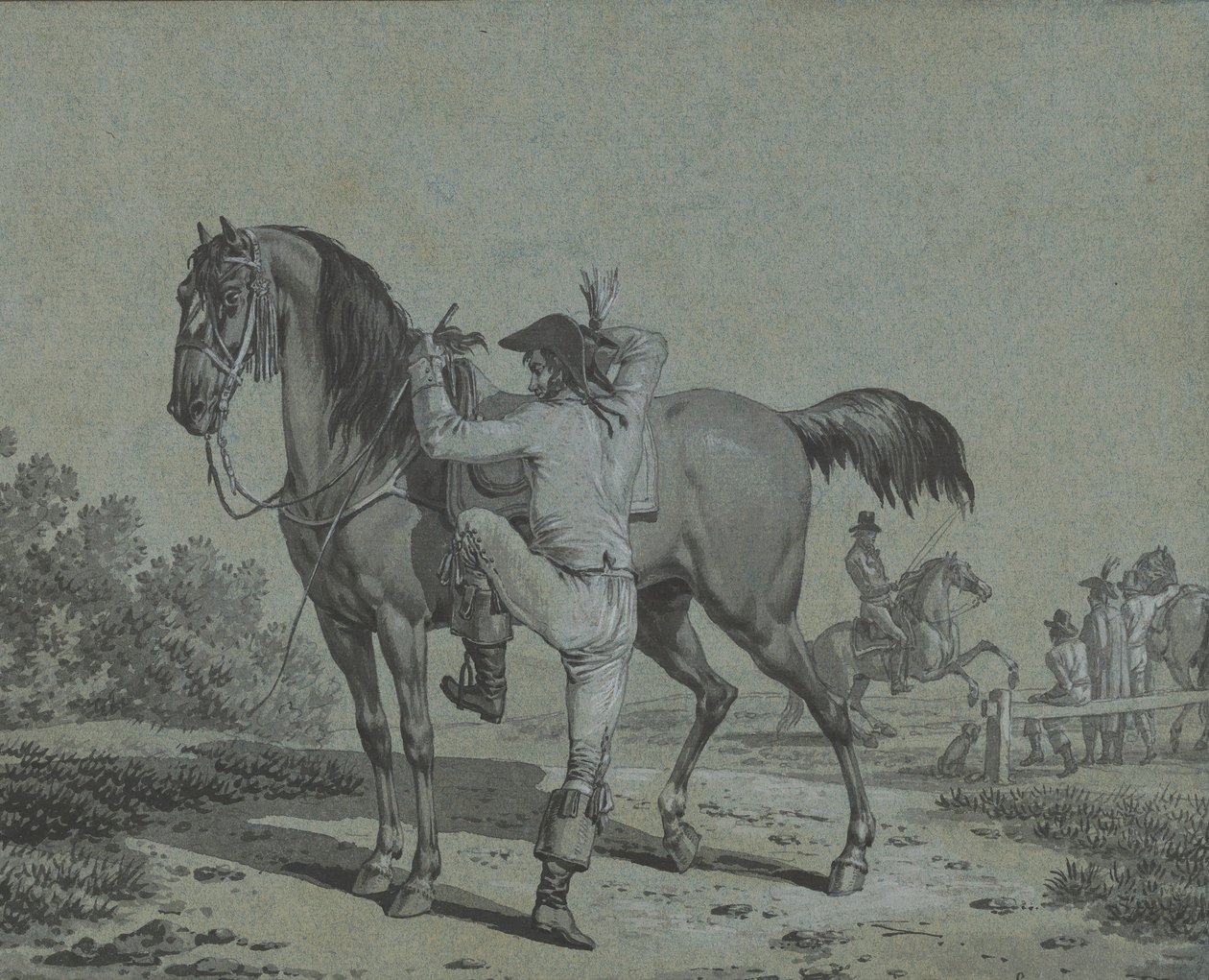 Man die een Paard Beklimt door Jacques Francois Joseph Swebach