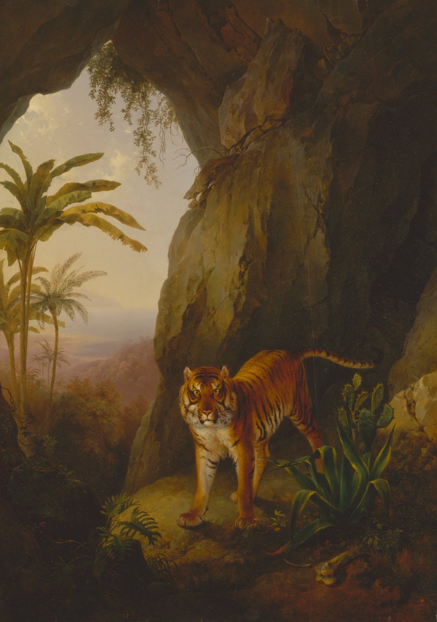 Tijger in een Grot door Jacques Laurent Agasse