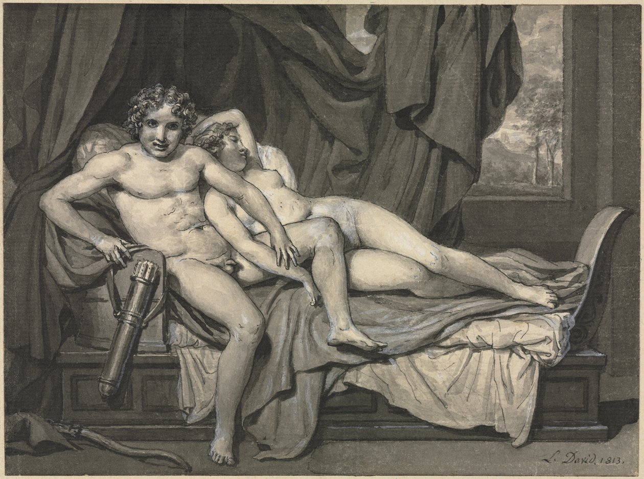 Cupido en Psyche, 1813 door Jacques Louis David