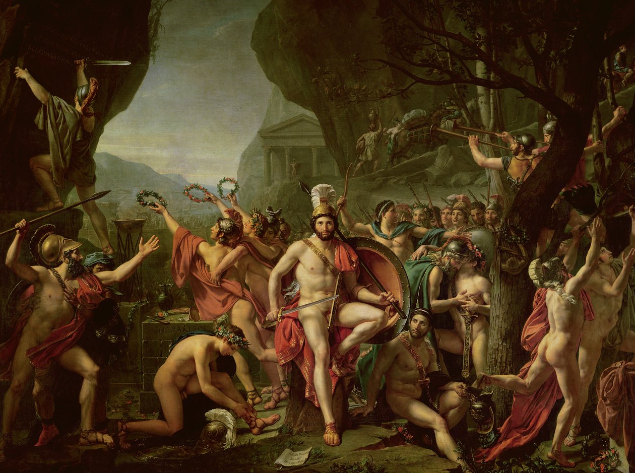 Leonidas bij Thermopylae, 480 v.Chr. door Jacques Louis David