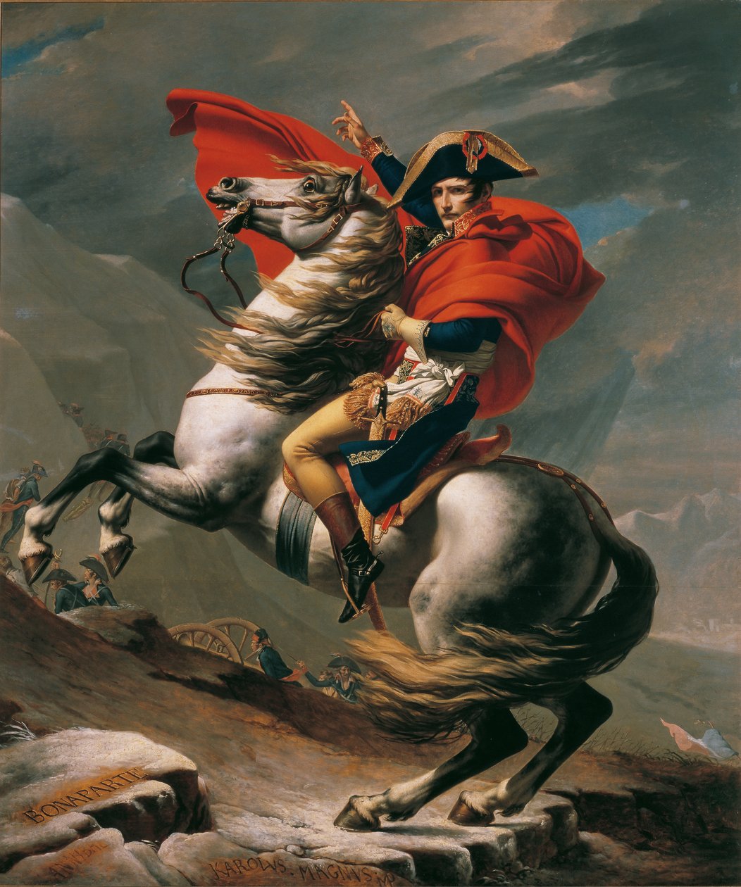Napoleon bij de Grote St. Bernard door Jacques Louis David