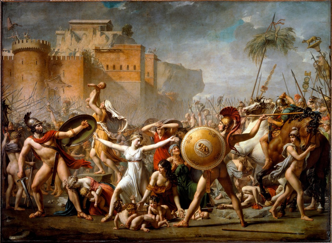 De interventie van de Sabijnse vrouwen door Jacques Louis David