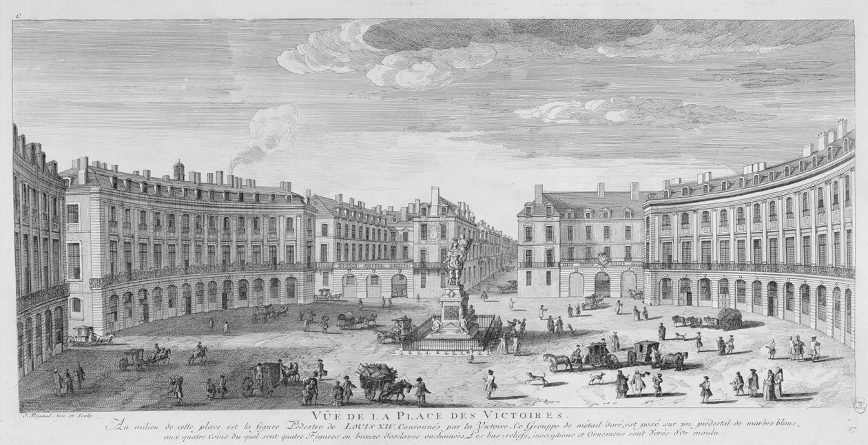 Place des Victoires, Parijs (gravure) door Jacques Rigaud
