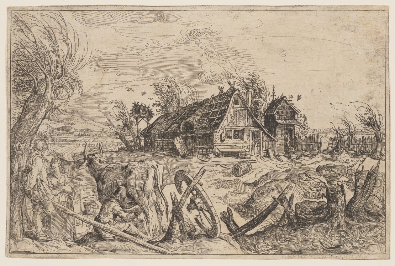 Landschap met boerderij door Jacques de Gheyn II