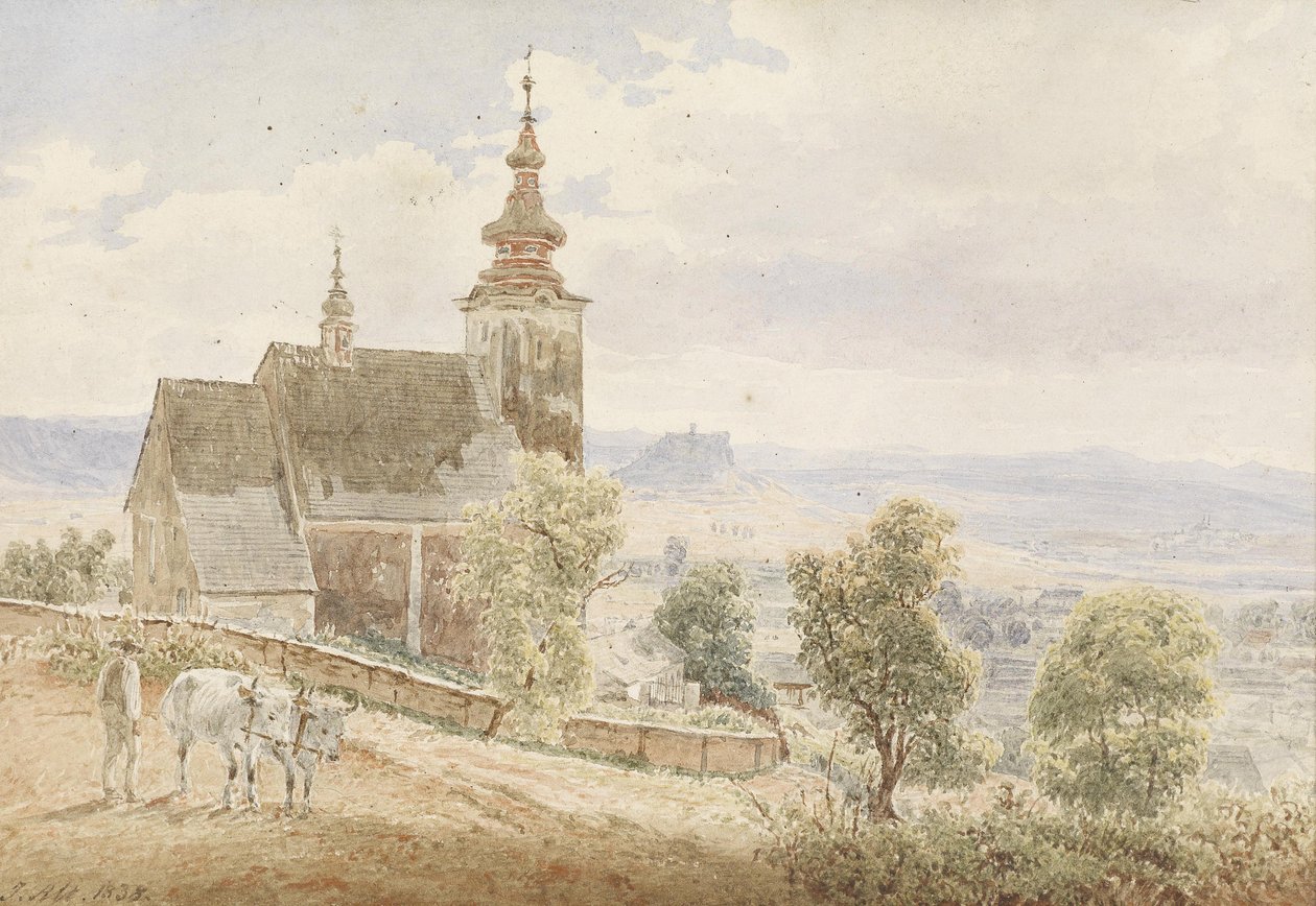 Uitzicht op het Zipser Kasteel in Slowakije, met op de voorgrond het kerkhof en het domkapittel door Jakob Alt