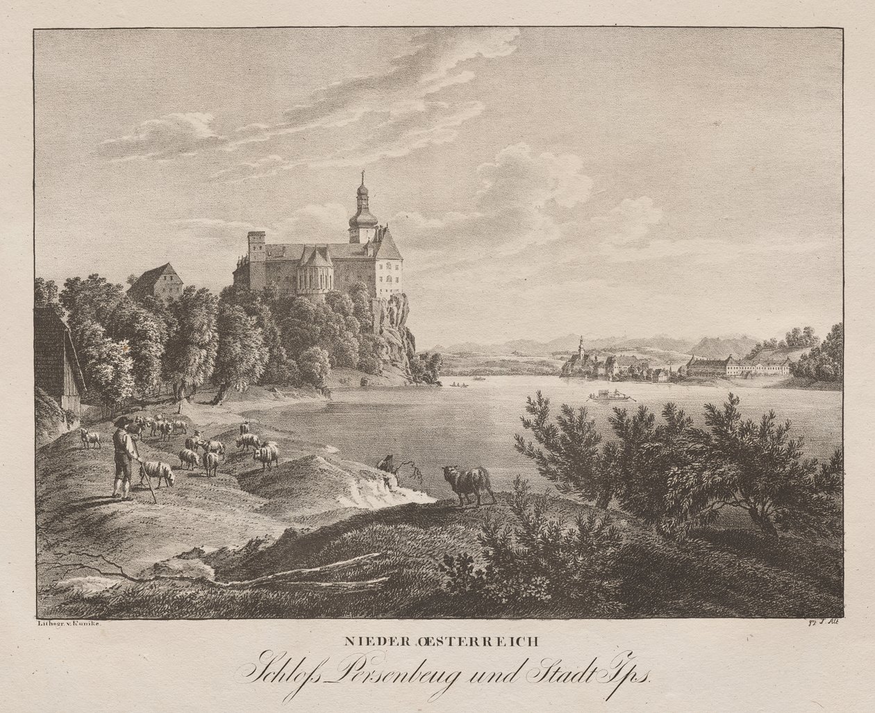 Neder-Oostenrijk, Kasteel Persenbeug en Stad Ips door Jakob Alt