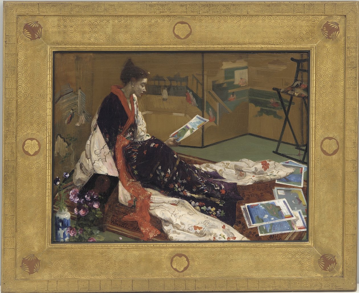 Caprice in paars en goud: Het gouden scherm, 1864 door James Abbott McNeill Whistler