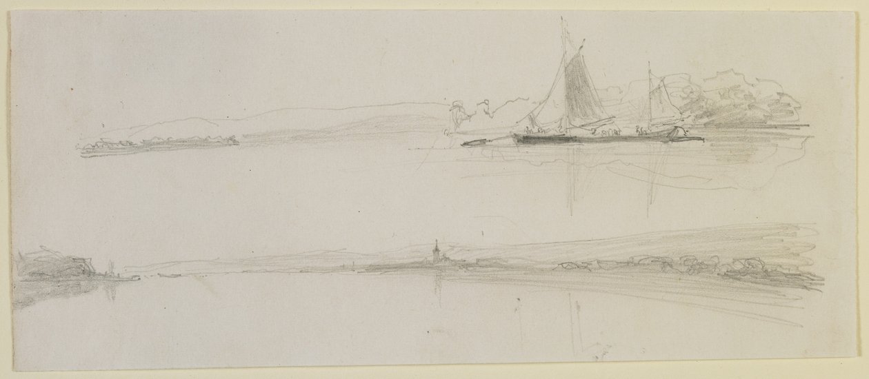 Twee scènes bij een rivier, 1858 door James Abbott McNeill Whistler