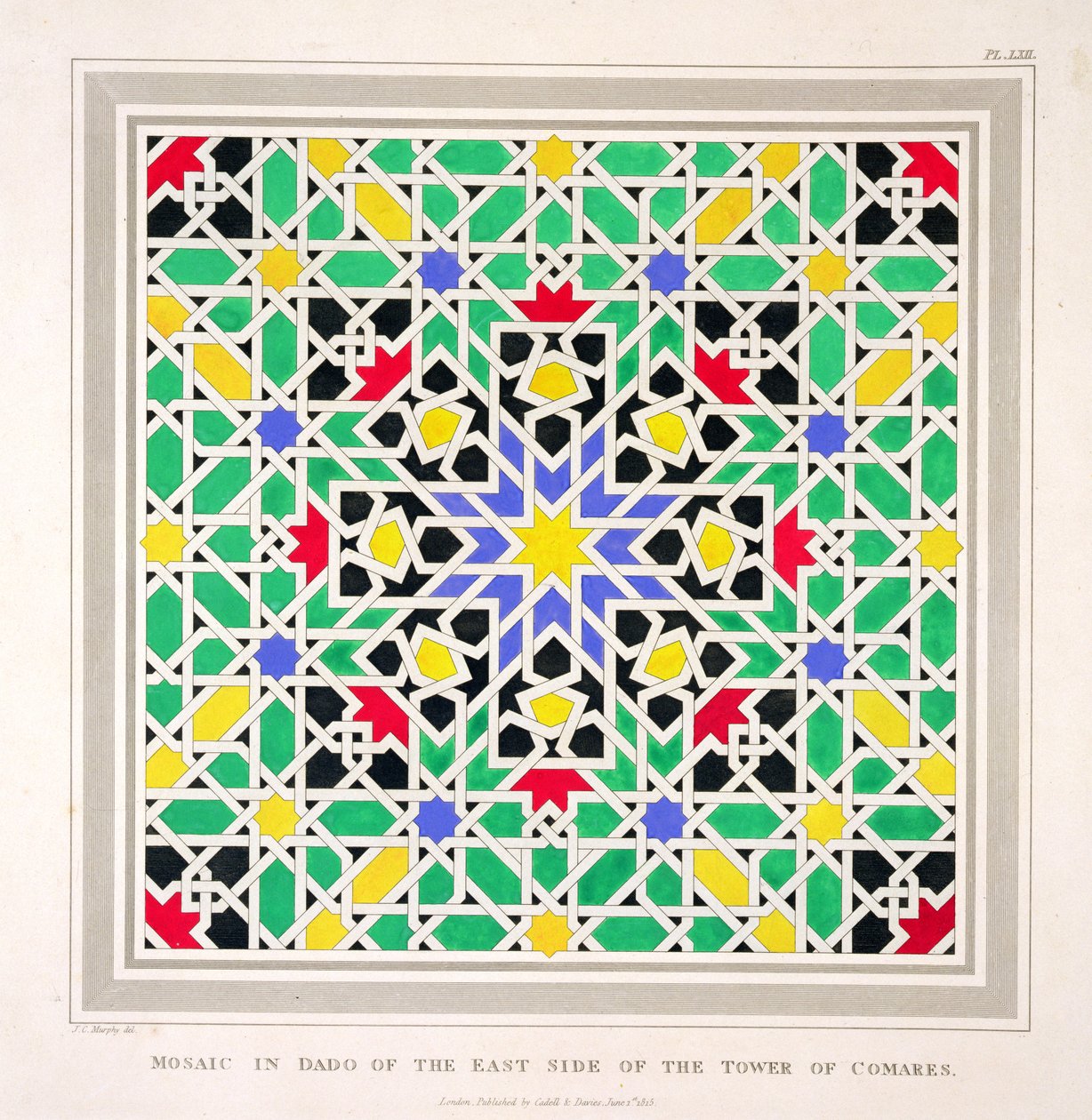 Mozaïek in de lambrisering van de oostzijde van de Toren van Comares, Alhambra, uit 