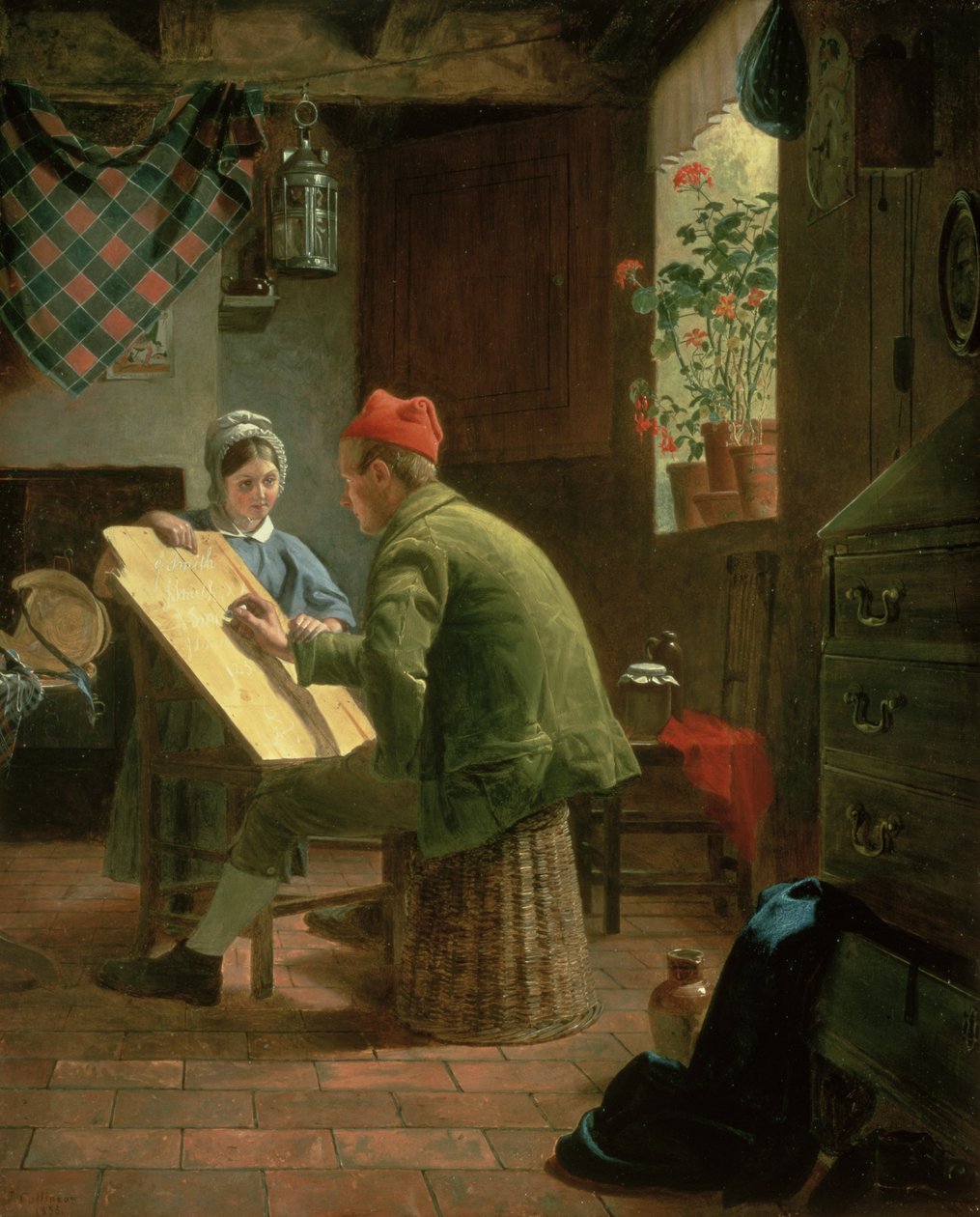 De schrijfles, 1855 door James Collinson