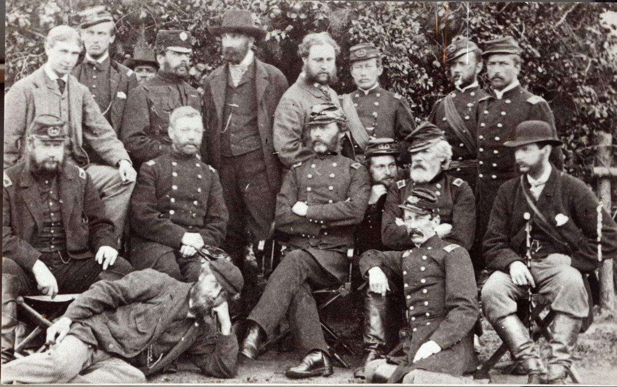 Generaal Marcy en vrienden in Kamp Winfield Scott, nabij Yorktown door James F. Gibson
