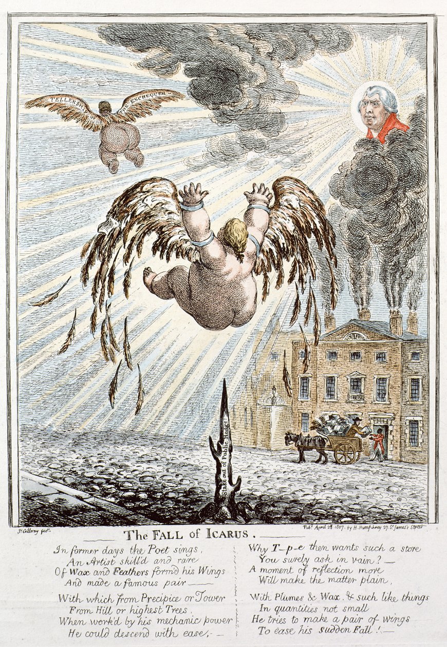 Val van Icarus door James Gillray