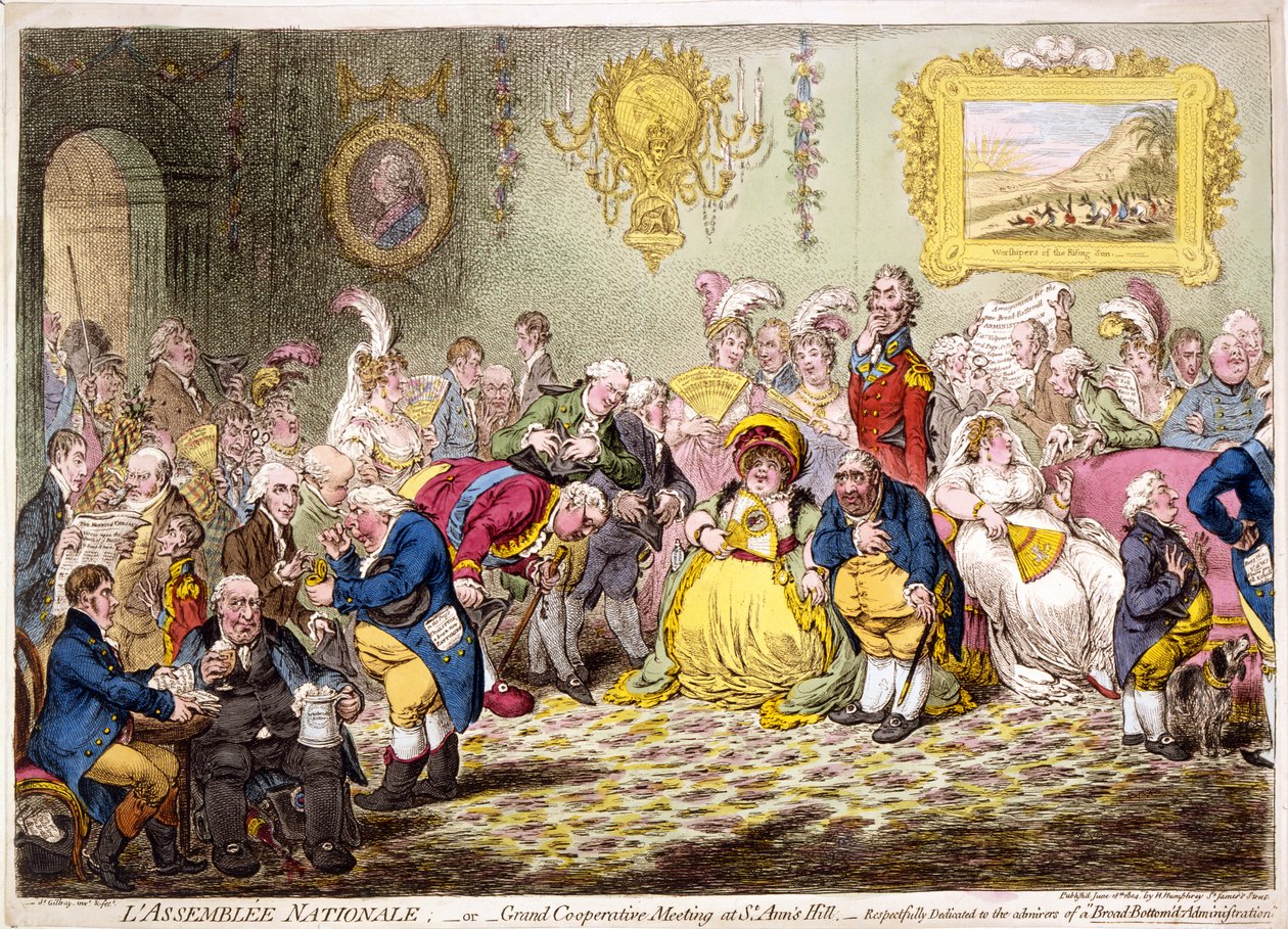 Lassemblée nationale: - of - grote samenwerking bijeenkomst op St. Anns Hill door James Gillray