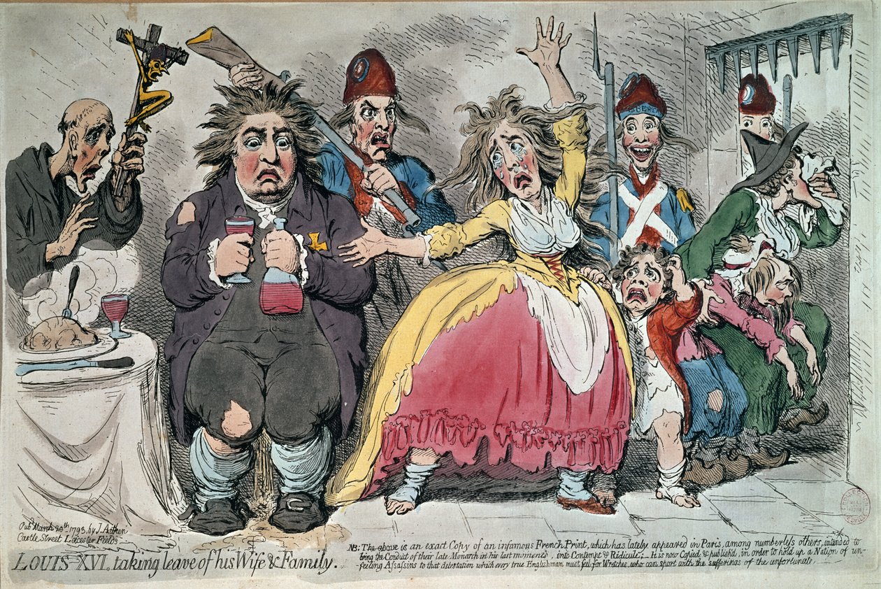Lodewijk XVI (1754-93) Neemt Afscheid van zijn Vrouw en Familie, 1793 door James Gillray