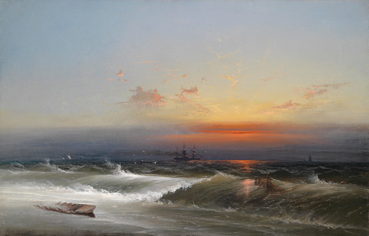 Avondstemming over een kustlandschap door James Hamilton