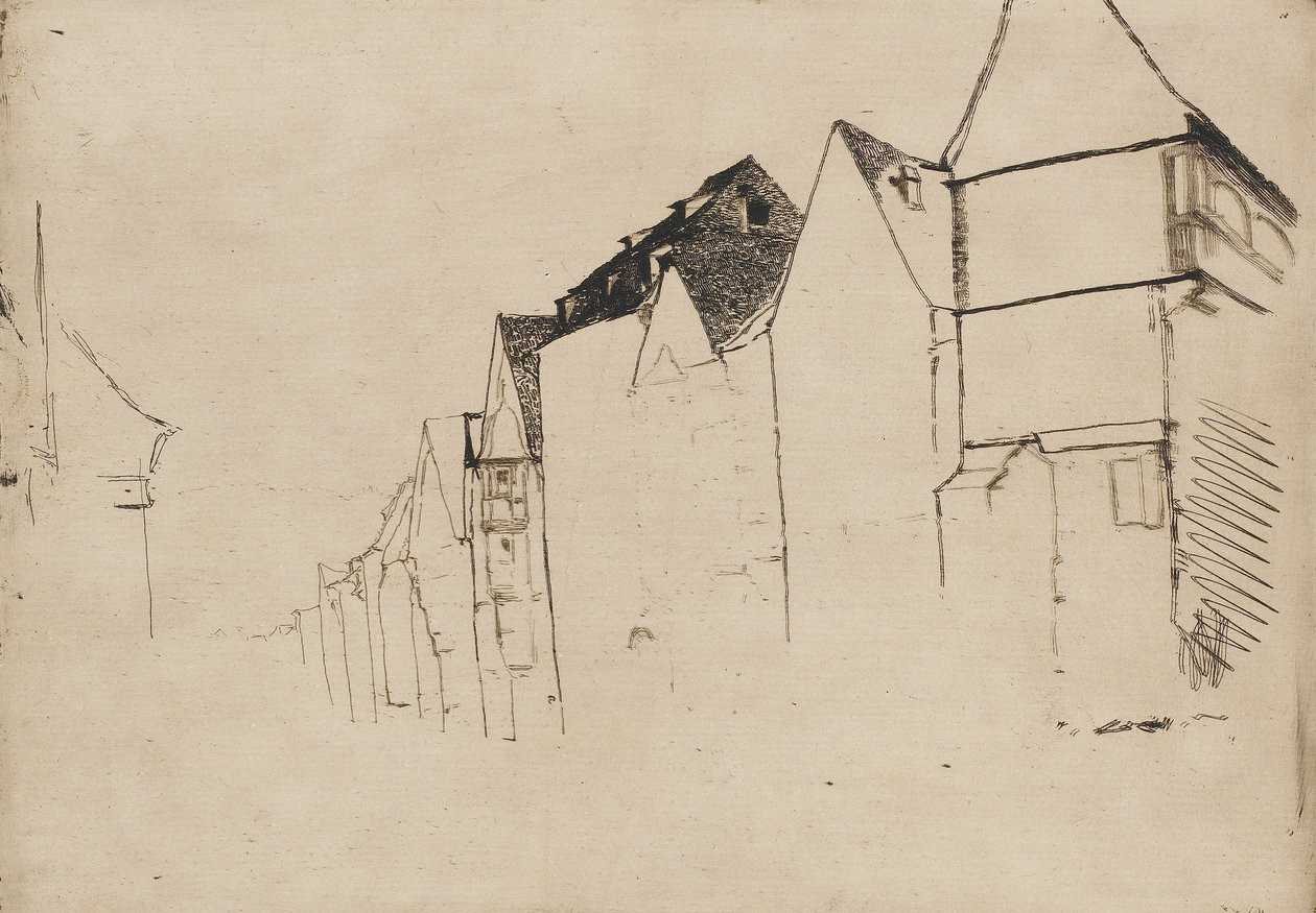 Schets van huizen door James Abbott McNeill Whistler