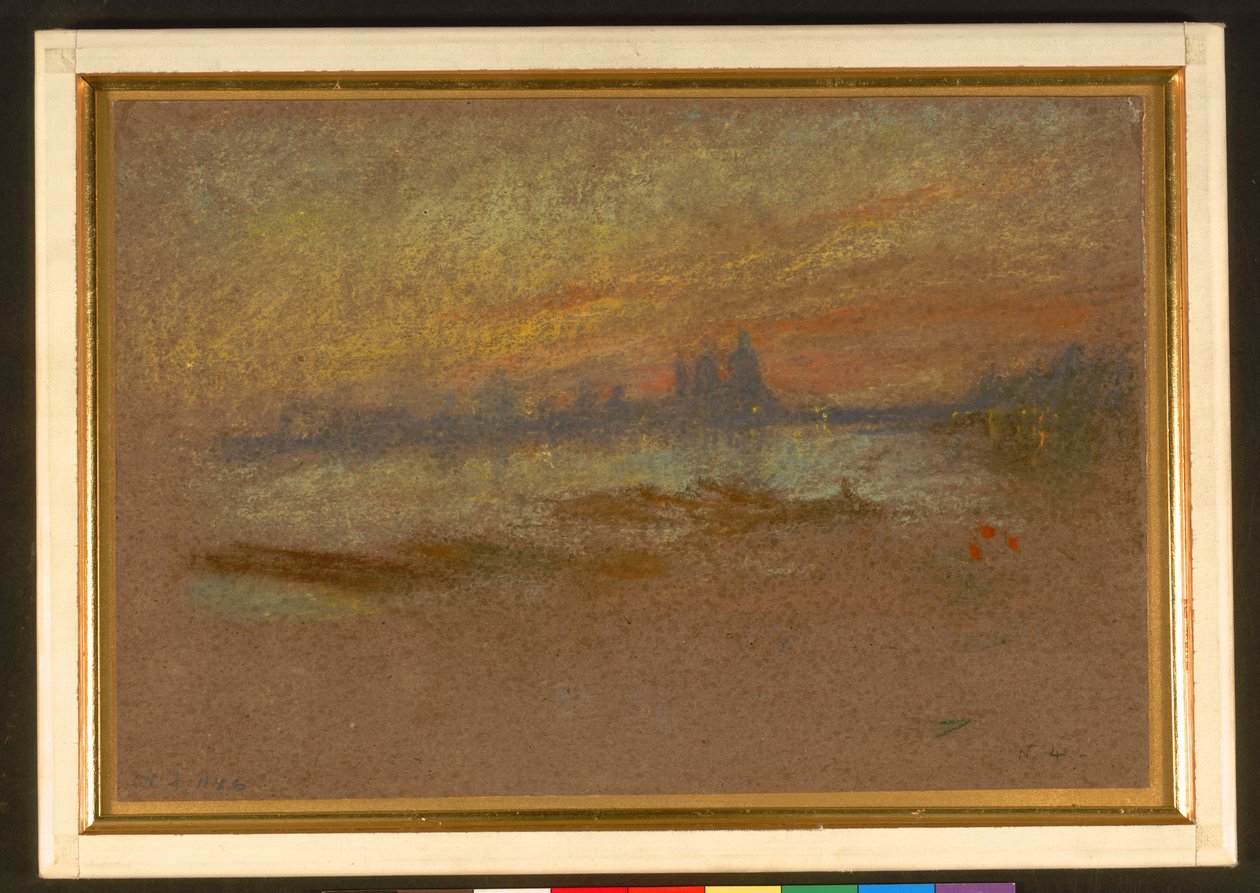 Zonsondergang; rood en goud-Saluut door James Abbott McNeill Whistler