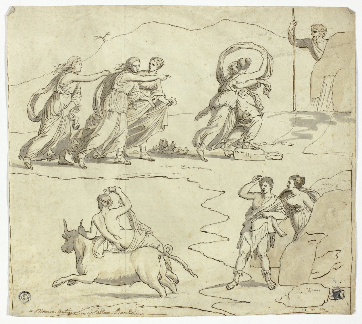 Antiek mozaïek in het Barberini Paleis door James Barry