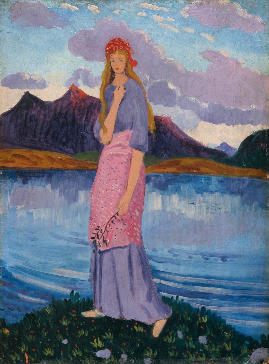 Meisje staand bij een meer (1911-12) door James Dickson Innes