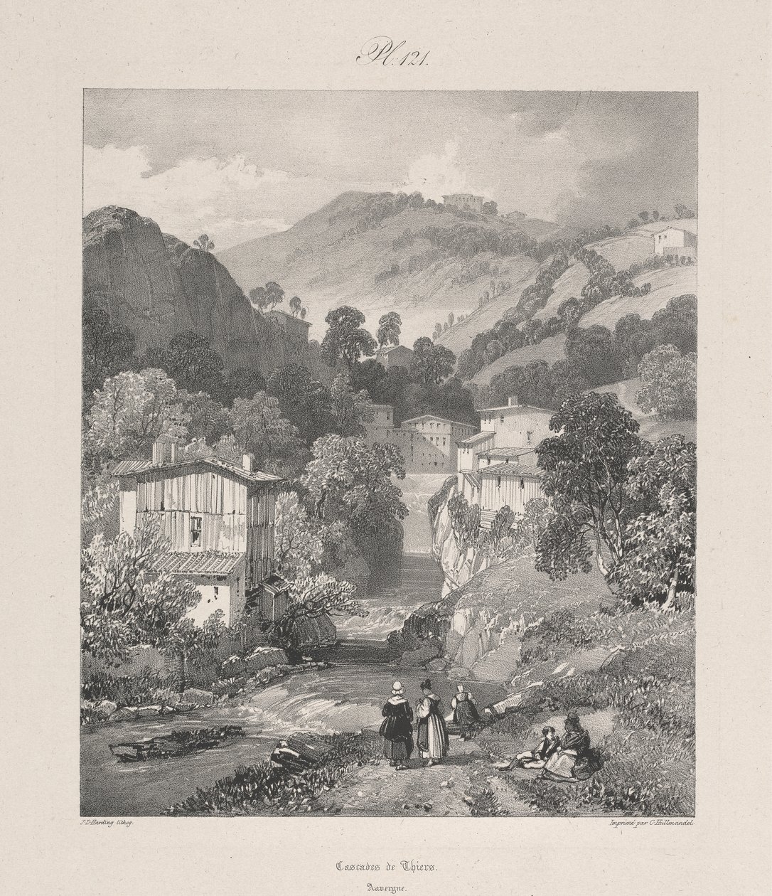 Watervallen van Thiers, Auvergne door James Duffield Harding