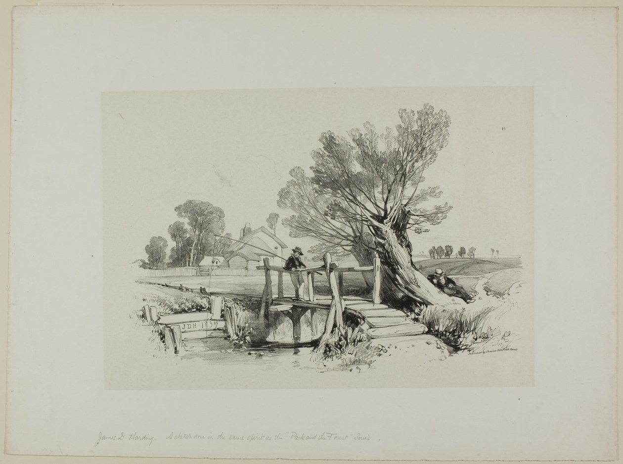 Landschap met vissende jongen door James Duffield Harding