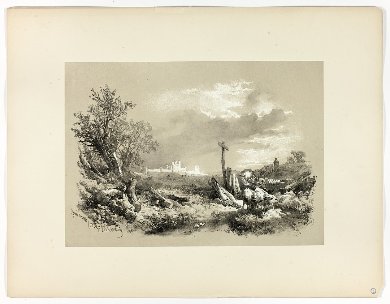 Tynemouth Castle, uit Picturesque Selections door James Duffield Harding