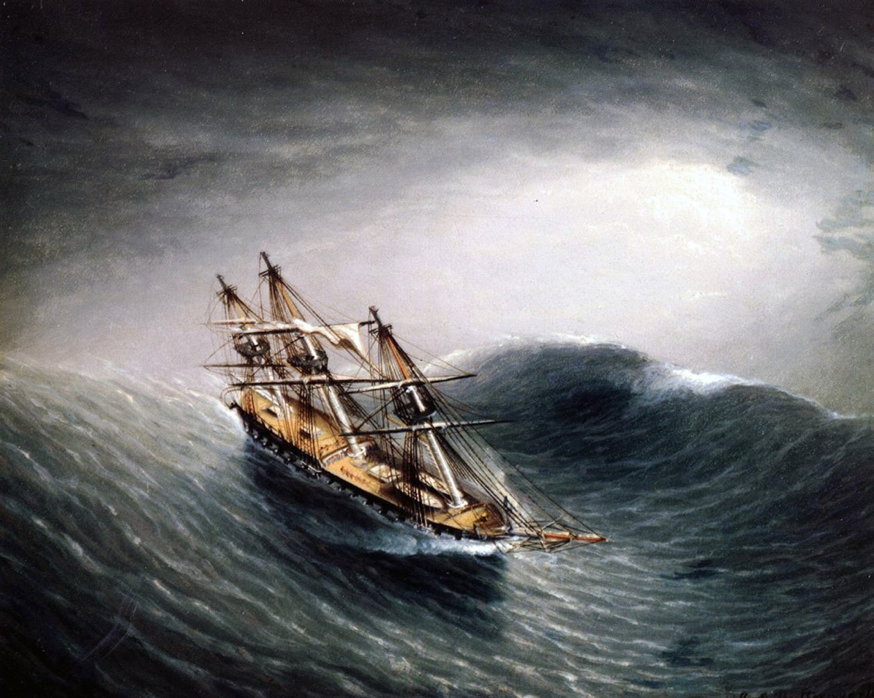 Een Schoener in Zware Zee door James E. Buttersworth